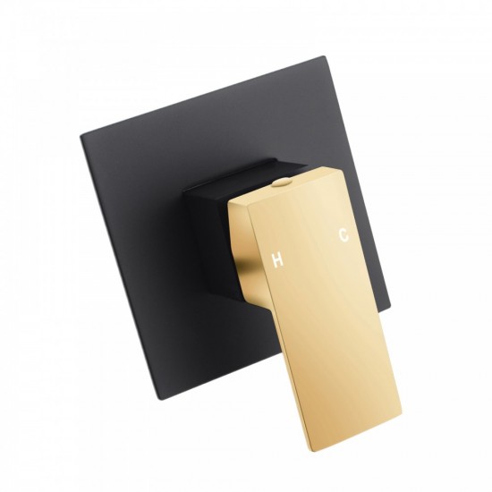 Ottimo/Omar Matte Black & Yellow Gold Square Shower Bath Mixer Tap